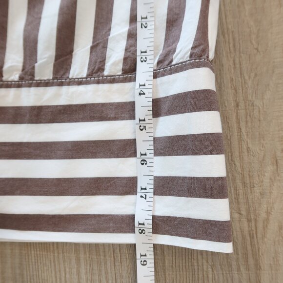 BANANA REPUBLIC striped shirt top brown white stripe XS button summer office - Picture 6 of 9